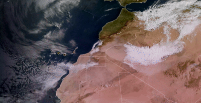 Hoe de zandstorm boven Afrika ontstond en de Atlantische oceaan opwaaide. (Bron: Eumetview)