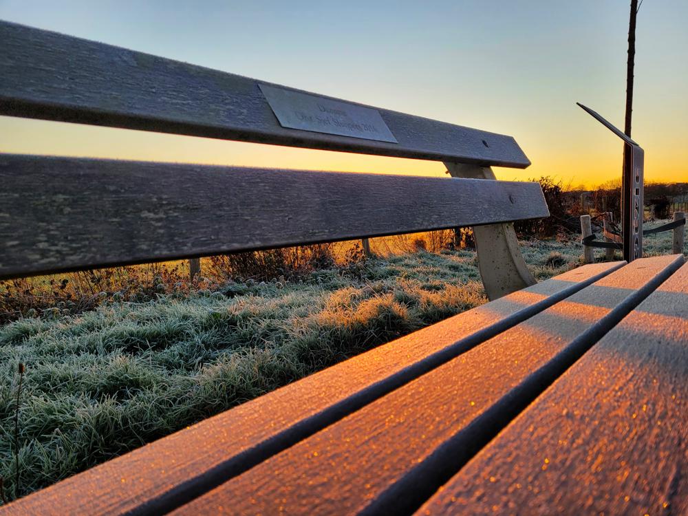 Rijp op een bankje in de omgeving van Wijnandsrade, Limburg (foto: Marjan den Boer)