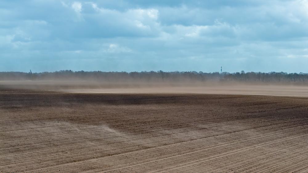 De uitzonderlijke droogte in maart - ware zandtormen boven de Drentse droge akkers (Simone Genna Wiersema)