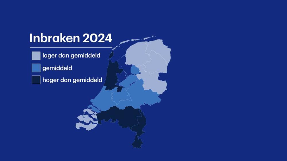In de ene provincie werd vorig jaar meer ingebroken dan in de andere. (Bron: Politie Nederland & CBS â€“ Inbraakstatistieken 2024)