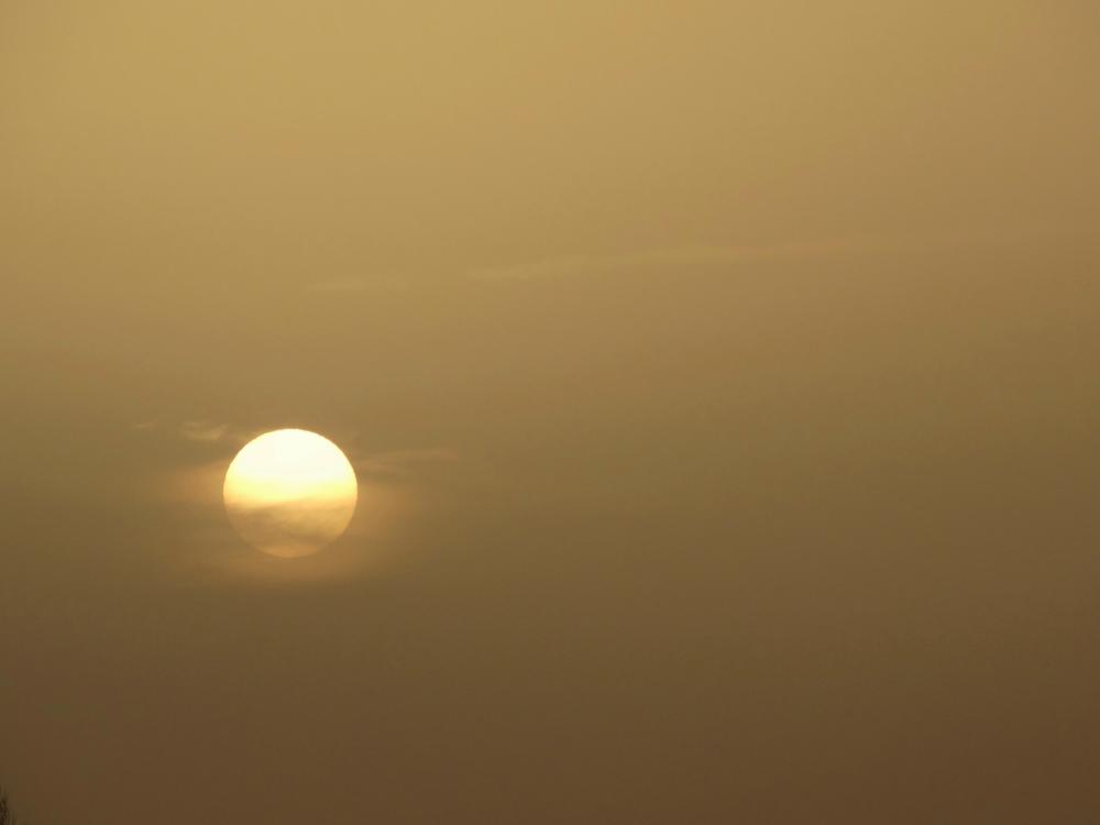 De zonsopkomst in combinatie met Saharastof en sluierwolken. Bron: Dilia van Zon, Lopik