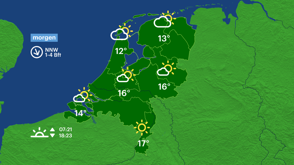 Morgen komt de wind uit het noordwesten en daarom zal de lucht in de kustregio's minder stuifmeel bevatten.