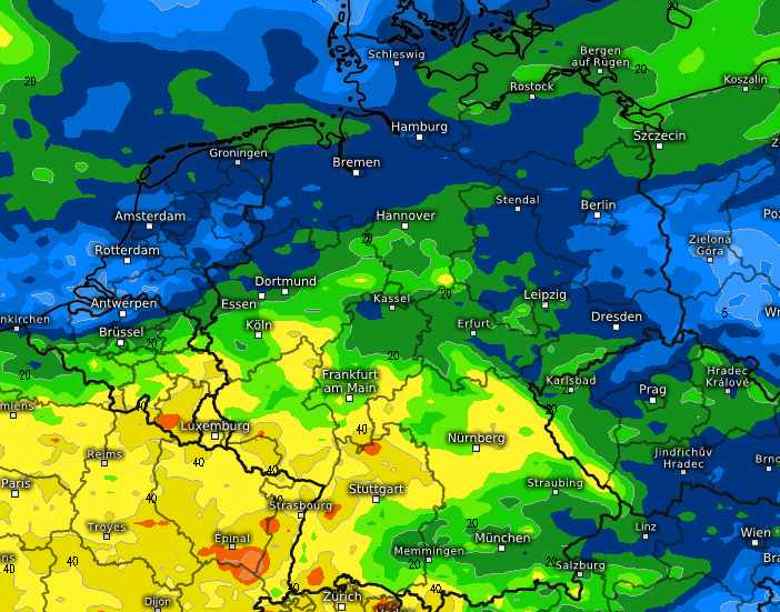 In Frankrijk en zuidwest-Duitsland valt van gisteren tot en met zaterdag veel regen. Ook smeltwater zorgt voor extra waterafvoer via de rivieren.