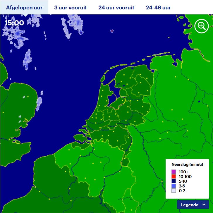 Functie afgelopen uur (gemeten) bron: Buienradar