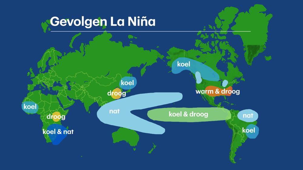 Ook tijdens een (krachtige) La NiÃ±a blijven de gevolgen niet alleen beperkt tot Zuid-Amerika en AziÃ«. Ã“Ã³k in andere werelddelen zijn de gevolgen van het veranderde weerpatroon soms goed merkbaar.